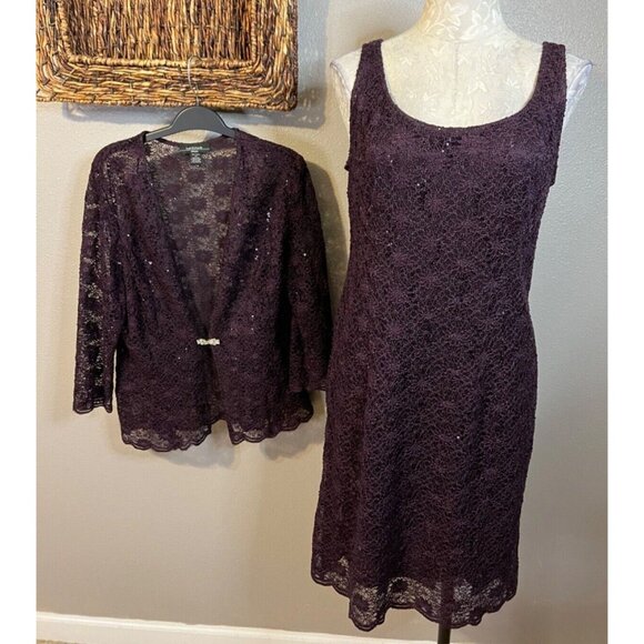 R & M Richards Dress & Jacket Purple 14P 14 P Cruise Wedding Party - Picture 8 of 12